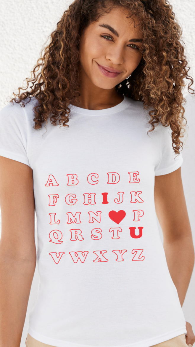 ABC I Love You Unisex Adult Shirt | Custom T-shirt | Personalized T-shirt | Personalized Shirt | Custom Printing T-shirts | Shirt |