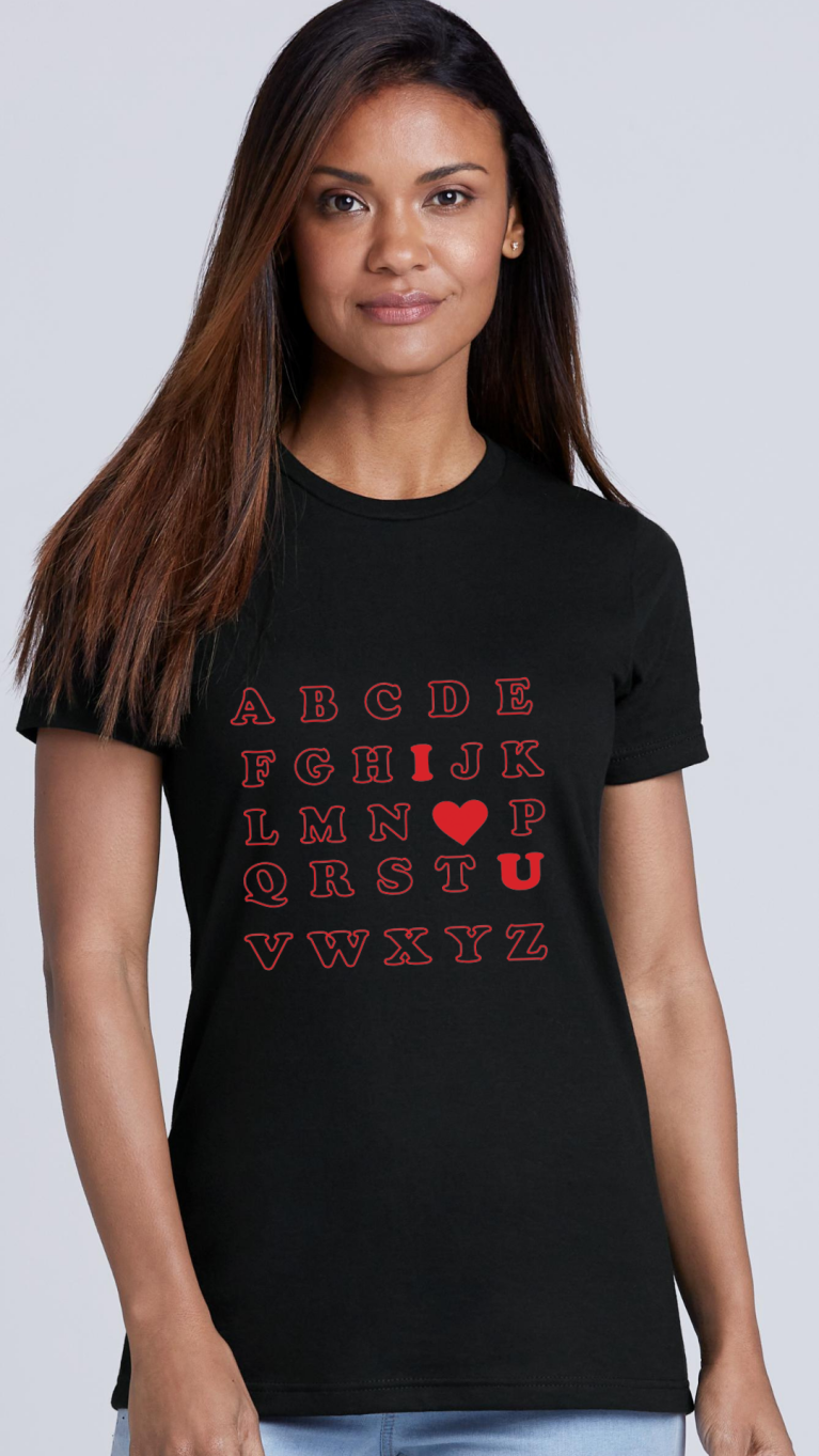 ABC I Love You Unisex Adult Shirt | Custom T-shirt | Personalized T-shirt | Personalized Shirt | Custom Printing T-shirts | Shirt |