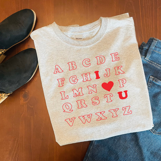 ABC I Love You Unisex Adult Shirt | Custom T-shirt | Personalized T-shirt | Personalized Shirt | Custom Printing T-shirts | Shirt |