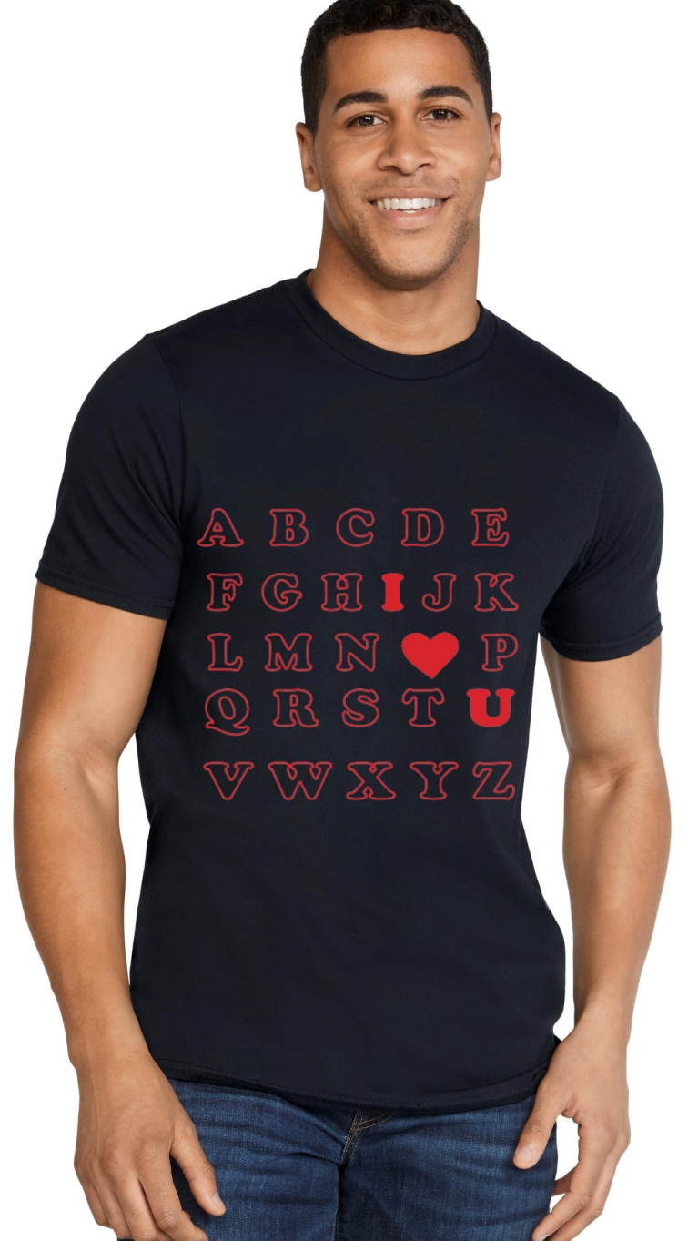 ABC I Love You Unisex Adult Shirt | Custom T-shirt | Personalized T-shirt | Personalized Shirt | Custom Printing T-shirts | Shirt |