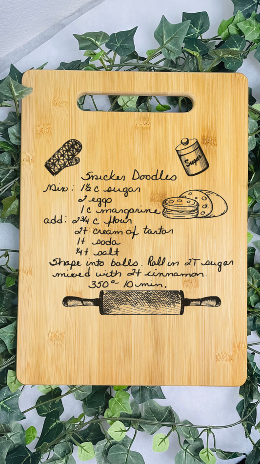 Classic Recipe Bamboo Cutting Board | Hand Written Recipe | Custom Engraved | Custom Cutting Board | Convert Picture to Engraving |