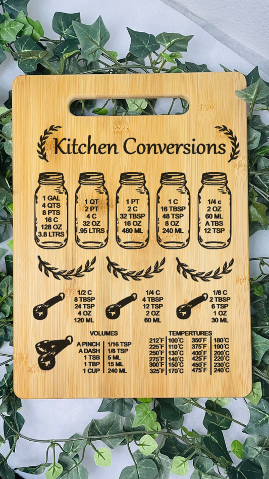 Kitchen Conversion Classic Bamboo Cutting Board | Bamboo Cutting Board | Laser Engraved Cutting Board | Kitchen Decor