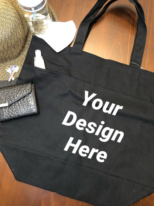 Large Custom Tote Bag | Design Tote Bag | Personalized Tote Bag | Create your Own Large Bag | Bag with Two Front Pockets |