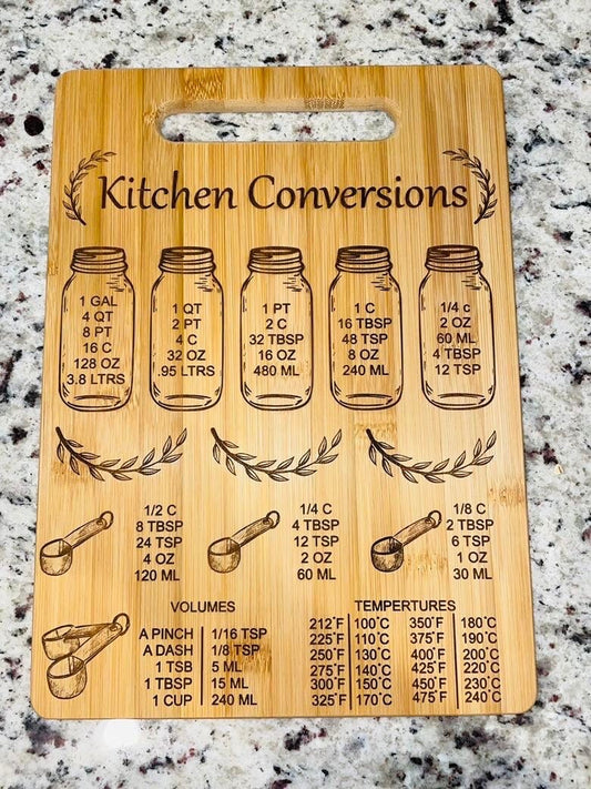 Kitchen Conversion Classic Bamboo Cutting Board | Bamboo Cutting Board | Laser Engraved Cutting Board | Kitchen Decor