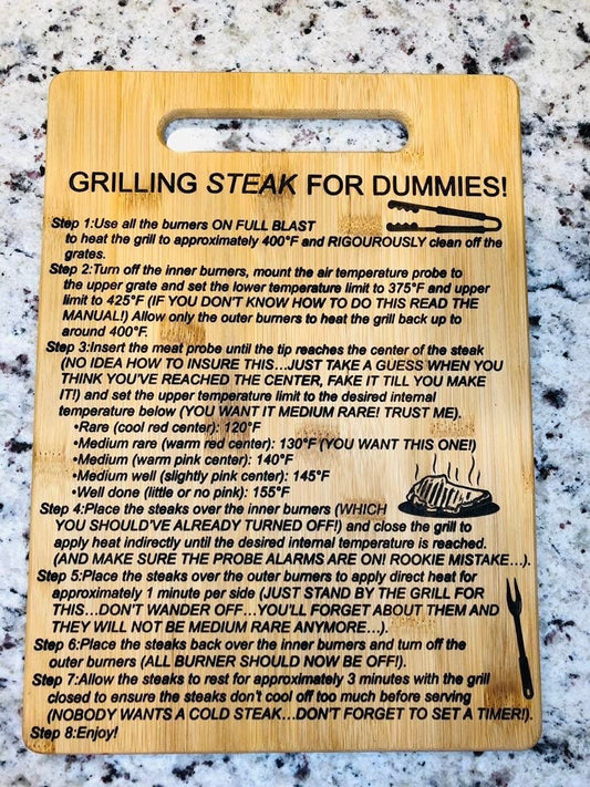 Grill Instructions | Personalized Grill day | Bamboo Classic Cutting Board | Laser Engraved  | Gift |