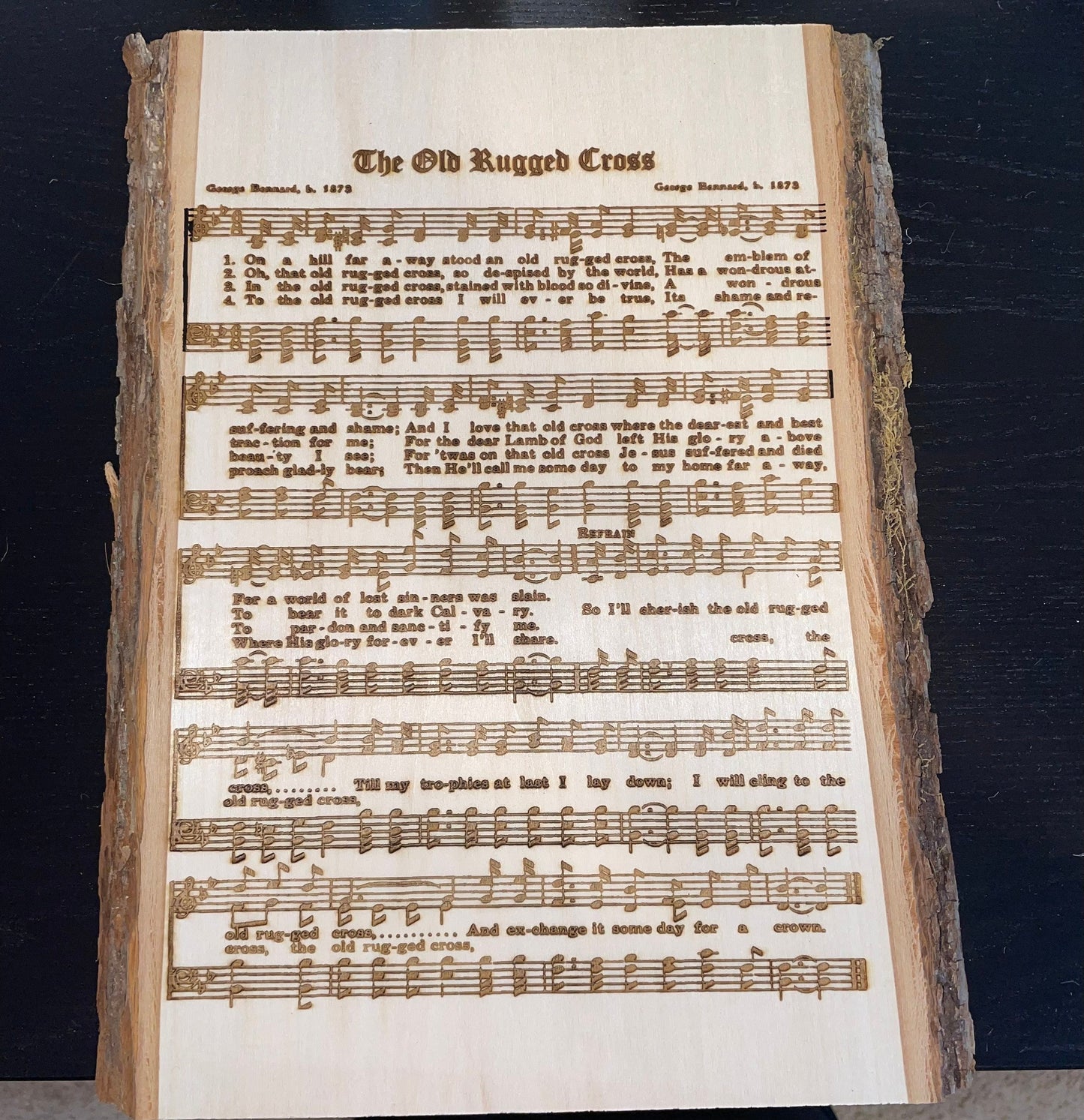 Laser Engraved Hymn | Engraved Hymn Wood | Live Edge Wood | Live Edge Plank | Live Edge Hymn |