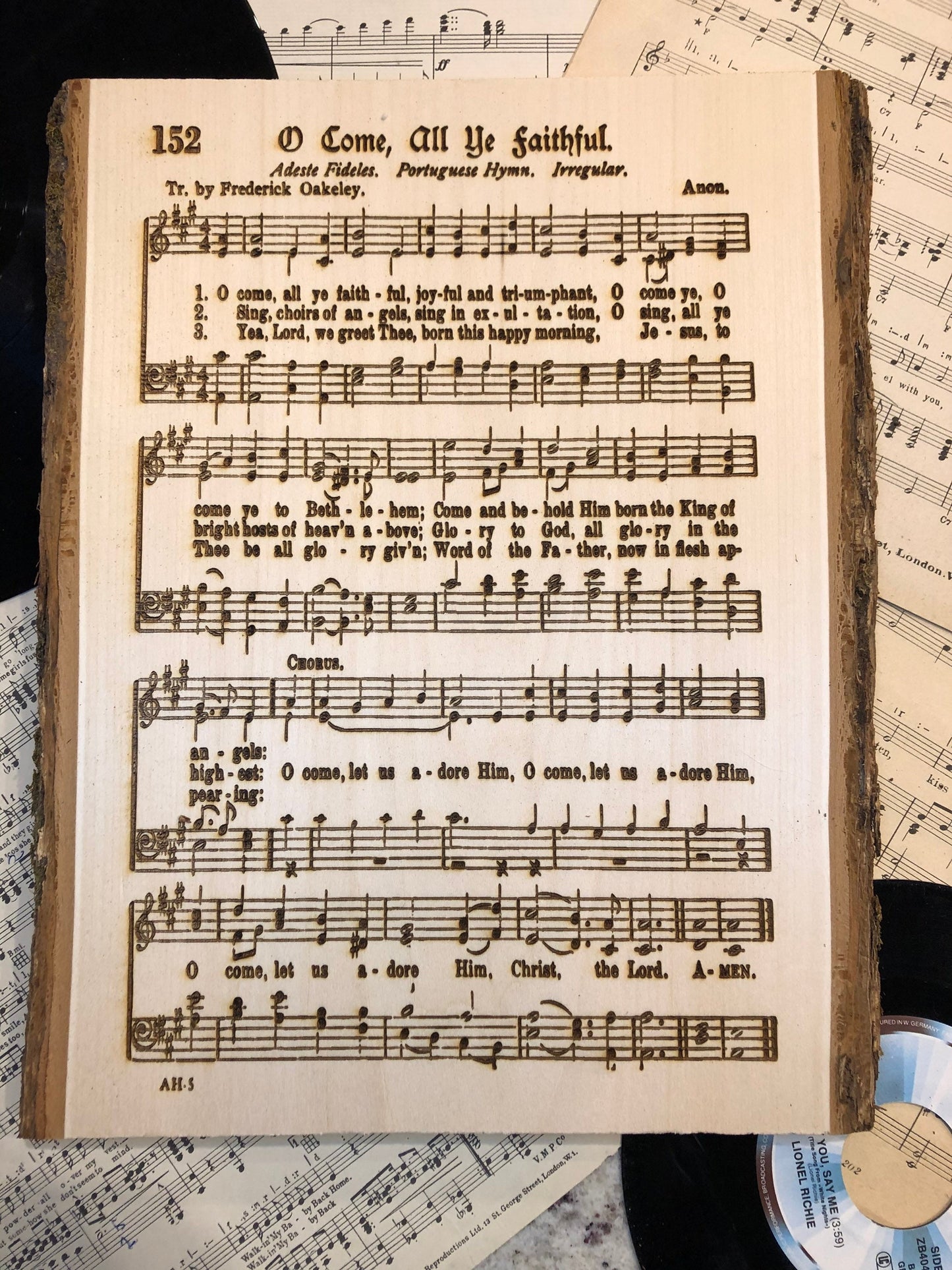 Laser Engraved Hymn | Engraved Hymn Wood | Live Edge Wood | Live Edge Plank | Live Edge Hymn |