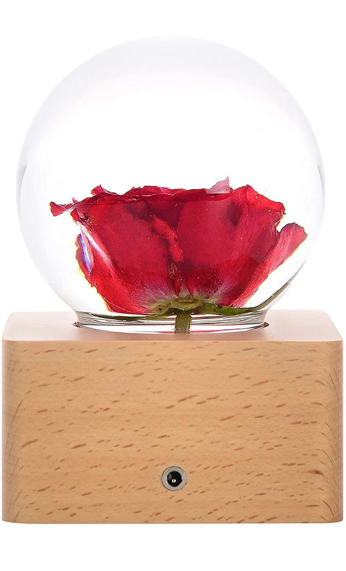 MISS LI Garden Rose Forever Flowers | Valentine | 3D Crystal Ball | LED Lights | Personalized | Custom Text | Custom Image | Laser Engraved
