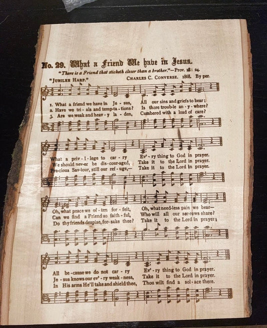 Laser Engraved Hymn | Engraved Hymn Wood | Live Edge Wood | Live Edge Plank | Live Edge Hymn |
