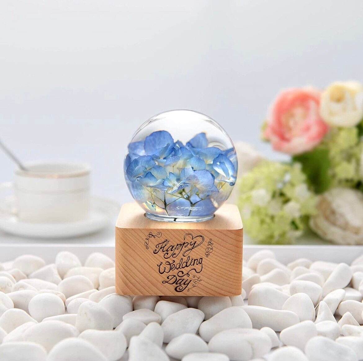 MISS LI Garden Forever Flowers | 3D Crystal Ball | LED Lights | Personalized | Custom Text | Custom Image | Laser Engraved