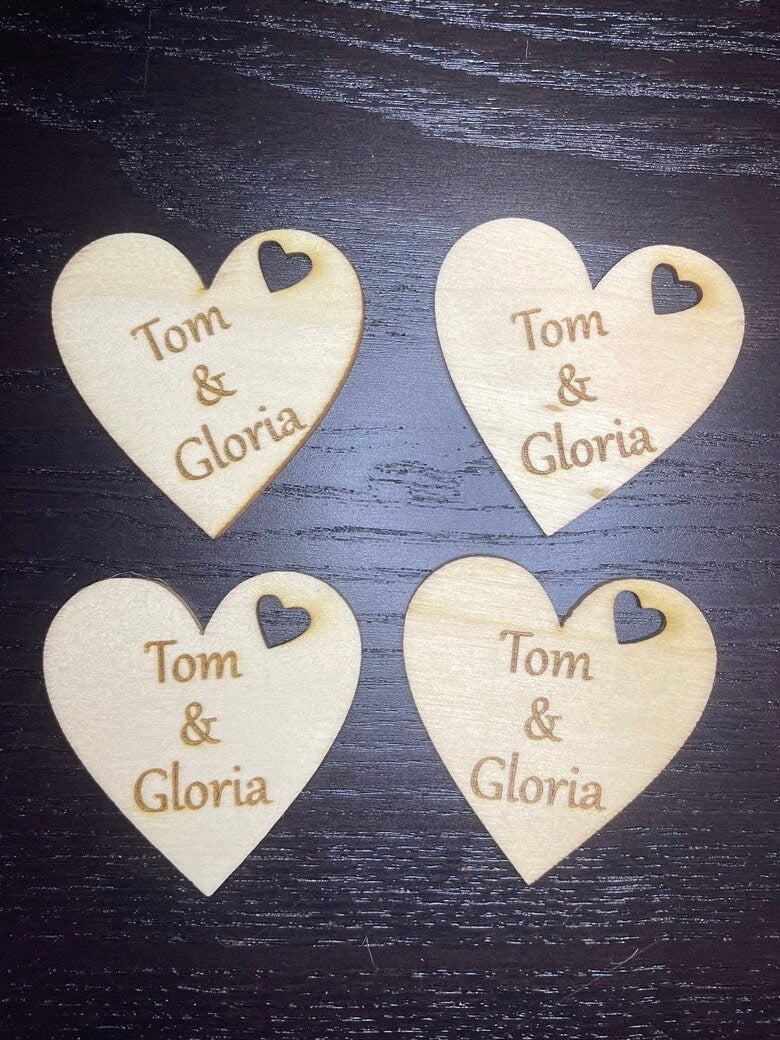 Custom Love Wooden Hearts | Custom Hanging Hearts | Personalized Hearts | Laser Engraved Hearts | Small Hearts | Message Heart