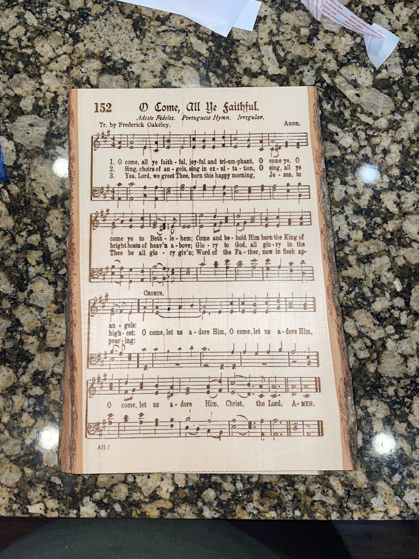 Laser Engraved Hymn | Engraved Hymn Wood | Live Edge Wood | Live Edge Plank | Live Edge Hymn |