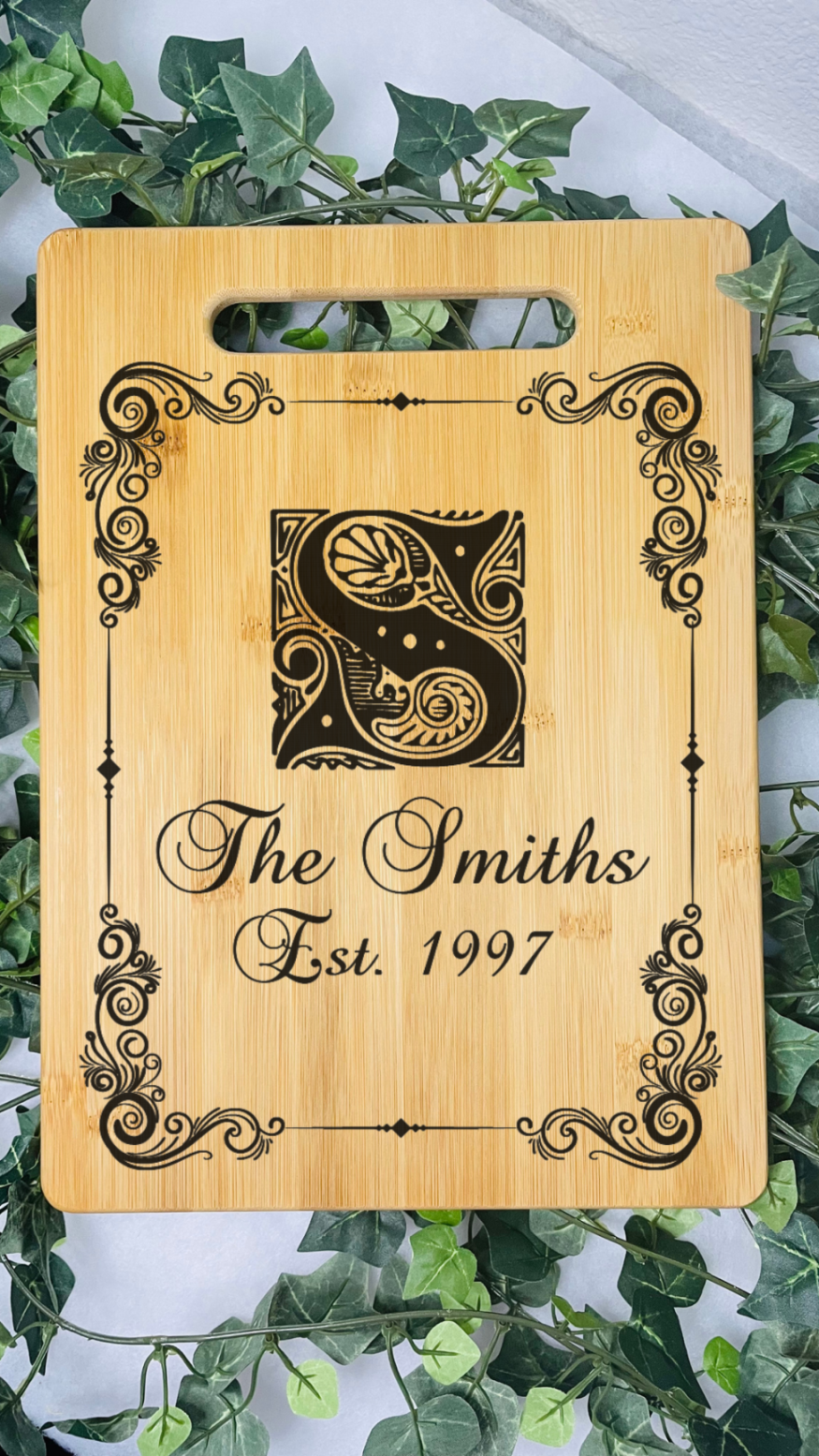 Personalized Family Name Classic Bamboo Cutting Board | Bamboo Cutting Board | Customized Family Name Cutting Board | Laser Engraved |