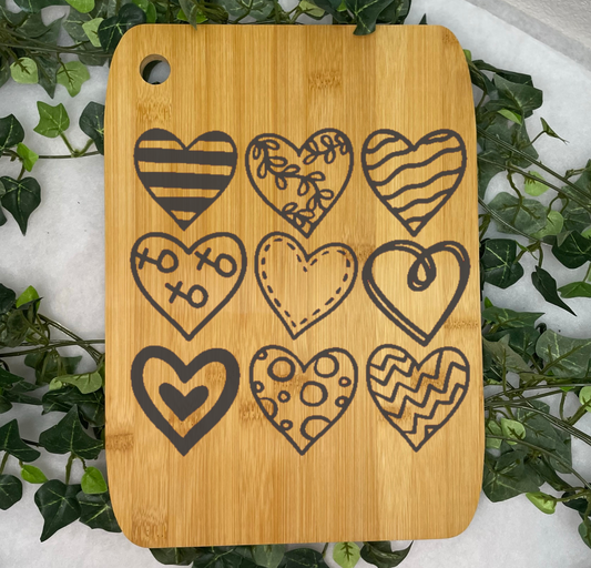 Endless Love Hearts Round Bamboo Cutting Board | Bamboo Cutting Board | Customized Cutting Board | Laser Engraved |