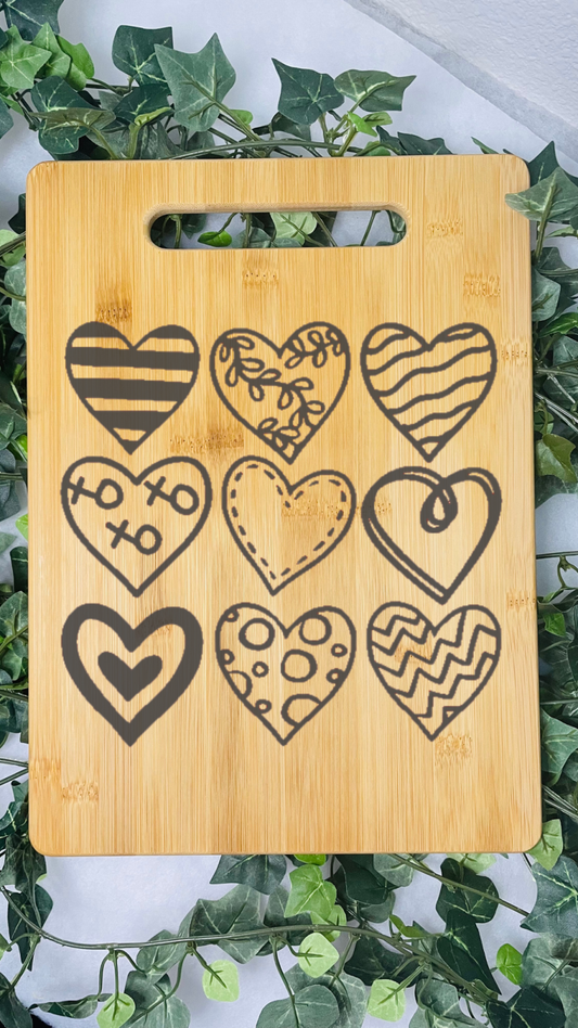 Endless Love Hearts Personalized Classic Cutting Board | Bamboo Cutting Board | Customized Cutting Board | Laser Engraved | Message | Poem |