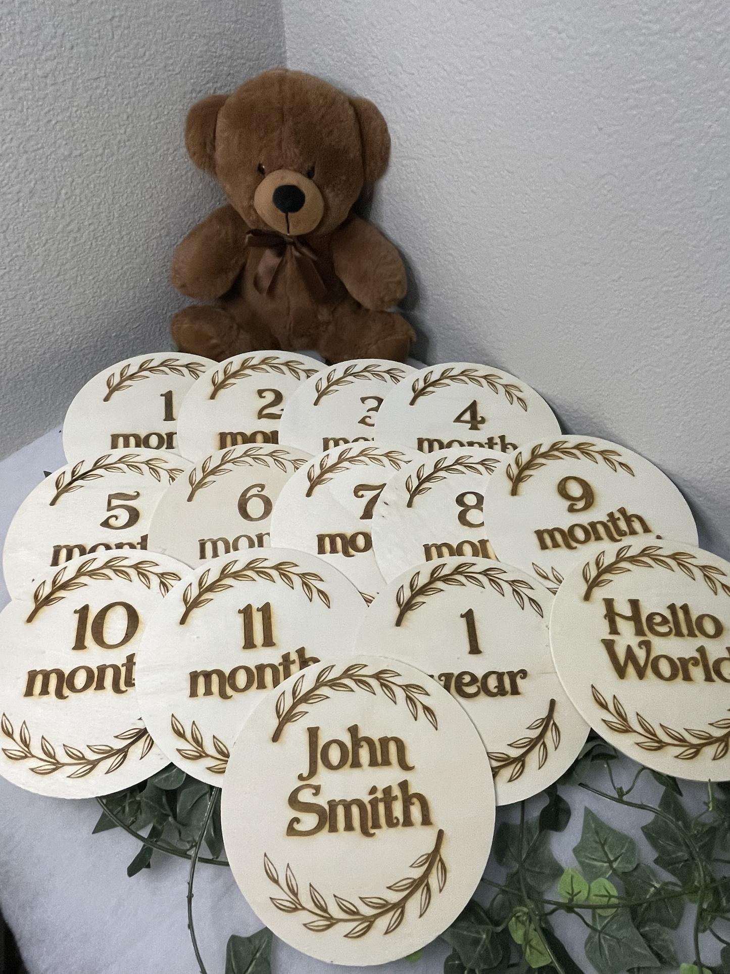 1,2,3 Baby Monthly Milestone Markers | Wood Monthly Markers | Laser Engraving | Milestone Plagues | Wood Sign |