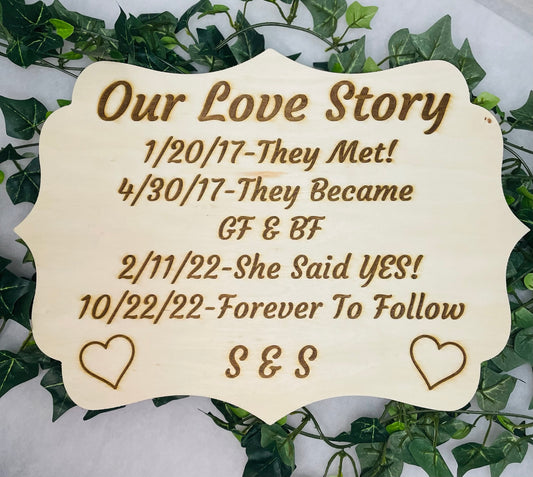 Your Love Story | Memories | Personalized Wood Engraved | Engagement Picture Sign | Wedding Sign | Wedding Decor |