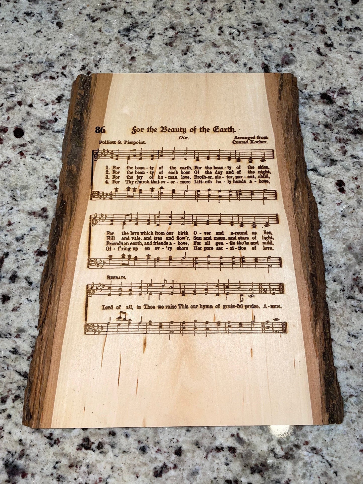 Laser Engraved Hymn | Engraved Hymn Wood | Live Edge Wood | Live Edge Plank | Live Edge Hymn |