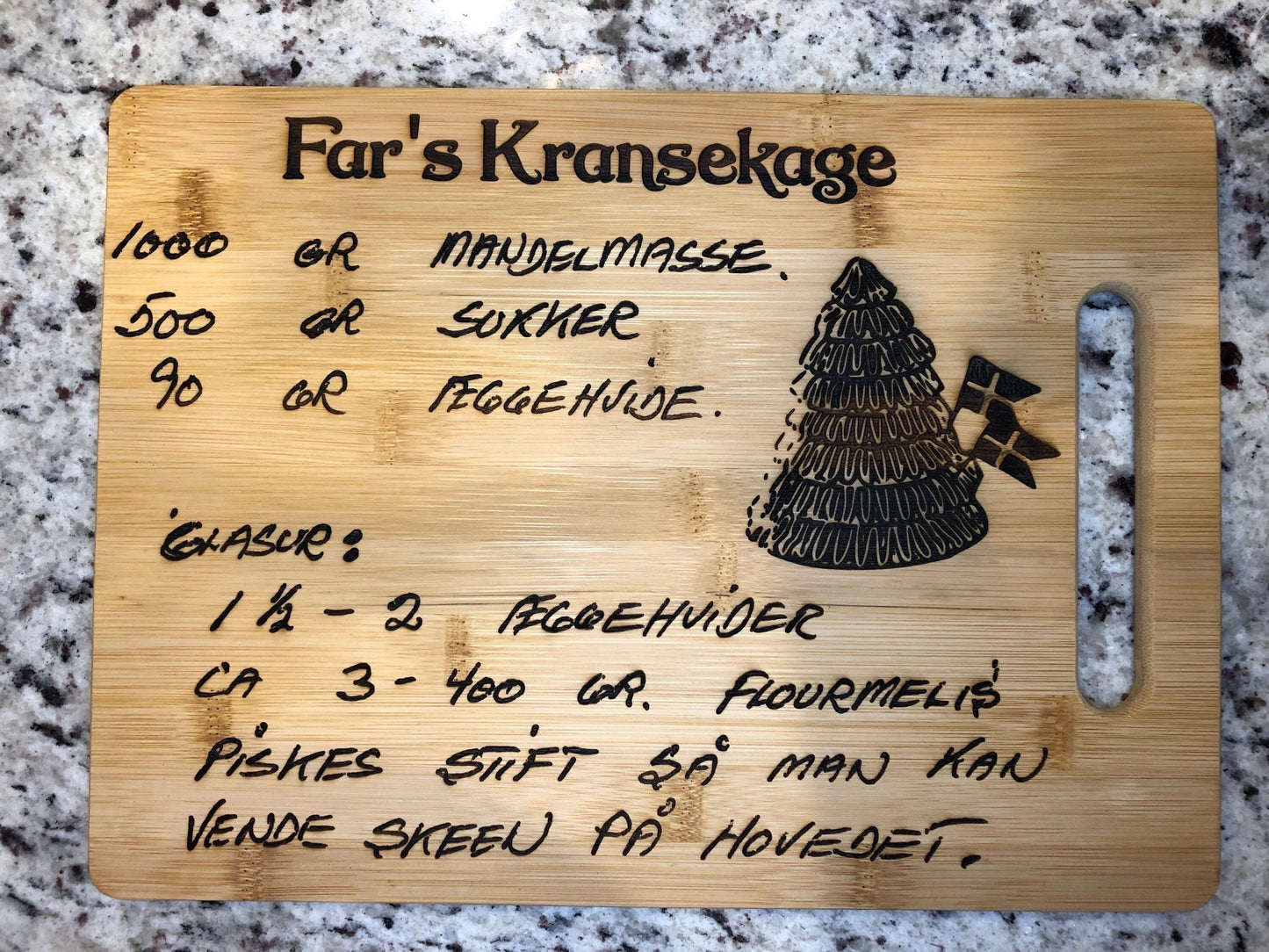 Classic Recipe Bamboo Cutting Board | Hand Written Recipe | Custom Engraved | Custom Cutting Board | Convert Picture to Engraving |