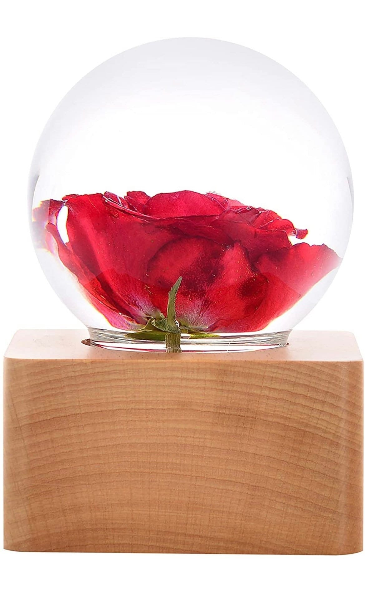 MISS LI Garden Rose Forever Flowers | Valentine | 3D Crystal Ball | LED Lights | Personalized | Custom Text | Custom Image | Laser Engraved