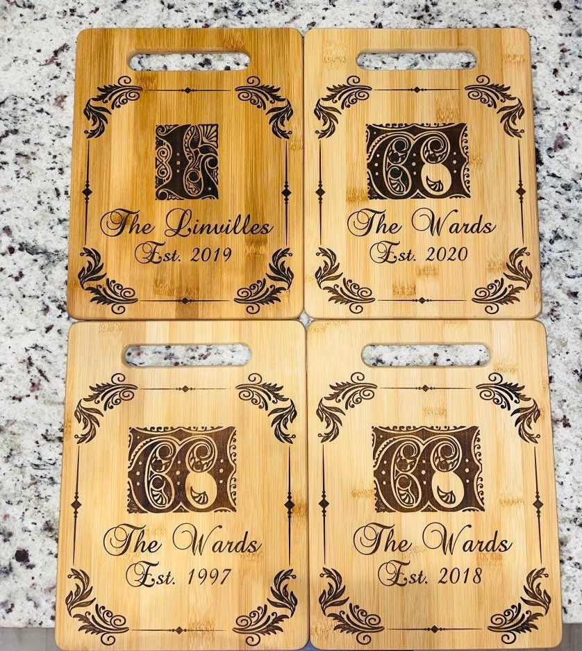 Personalized Family Name Classic Bamboo Cutting Board | Bamboo Cutting Board | Customized Family Name Cutting Board | Laser Engraved |