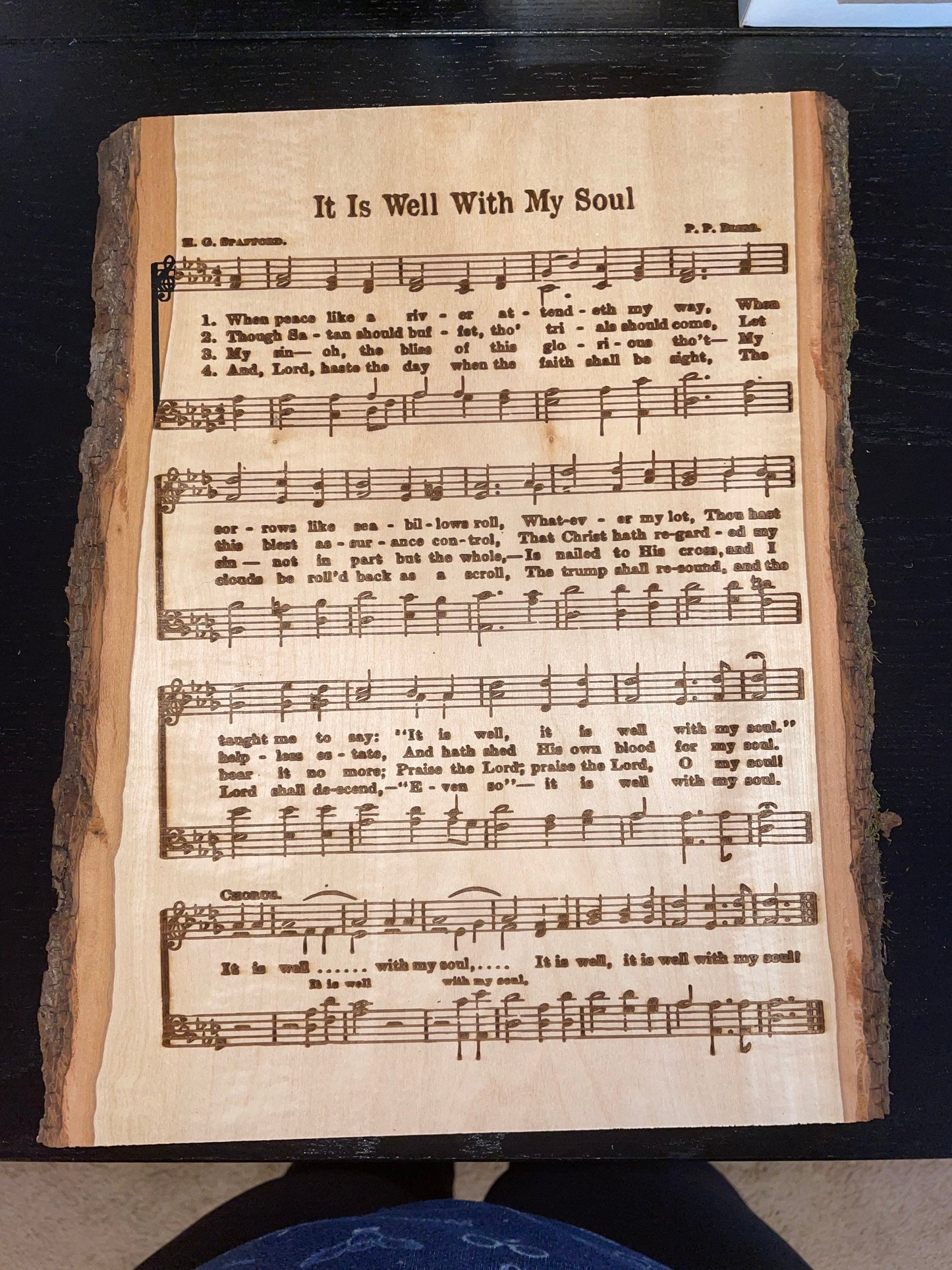 Laser Engraved Hymn | Engraved Hymn Wood | Live Edge Wood | Live Edge Plank | Live Edge Hymn |
