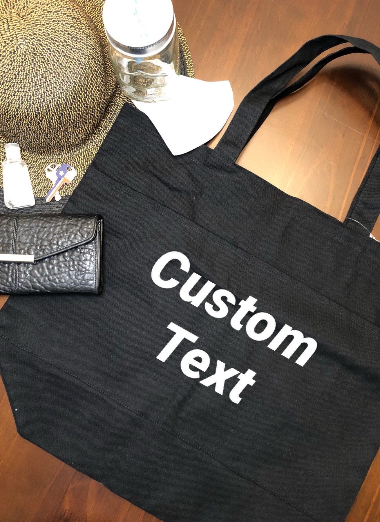 Large Custom Tote Bag | Design Tote Bag | Personalized Tote Bag | Create your Own Large Bag | Bag with Two Front Pockets |