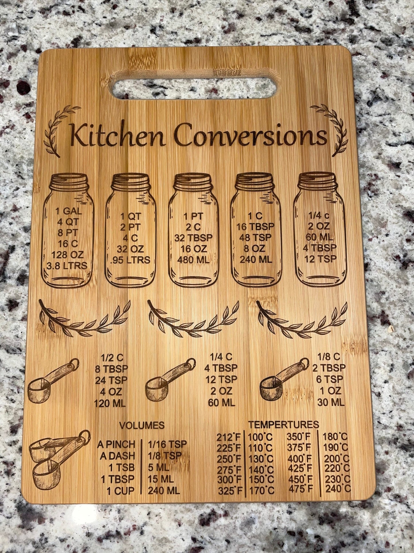 Kitchen Conversion Classic Bamboo Cutting Board | Bamboo Cutting Board | Laser Engraved Cutting Board | Kitchen Decor